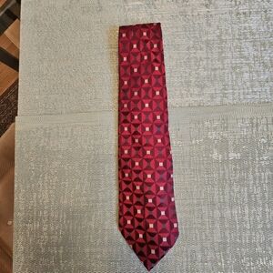 ARROW Geometric Red Silk Tie